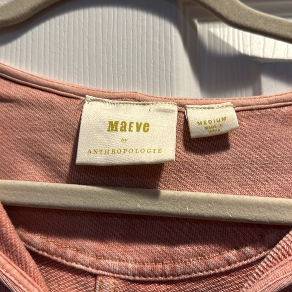 Anthropologie Maeve Jeannie Pink Pieced French Terry Pullover Sweatshirt M - Picture 3 of 8
